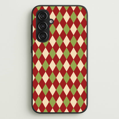 Red And Green Argyle Christmas Pattern Galaxy S23FE Case