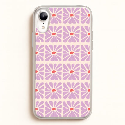 Square Abstract Flowers Mauve iPhone XR Case