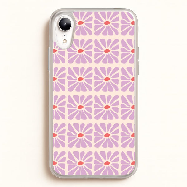 Square Abstract Flowers Mauve iPhone XR Case