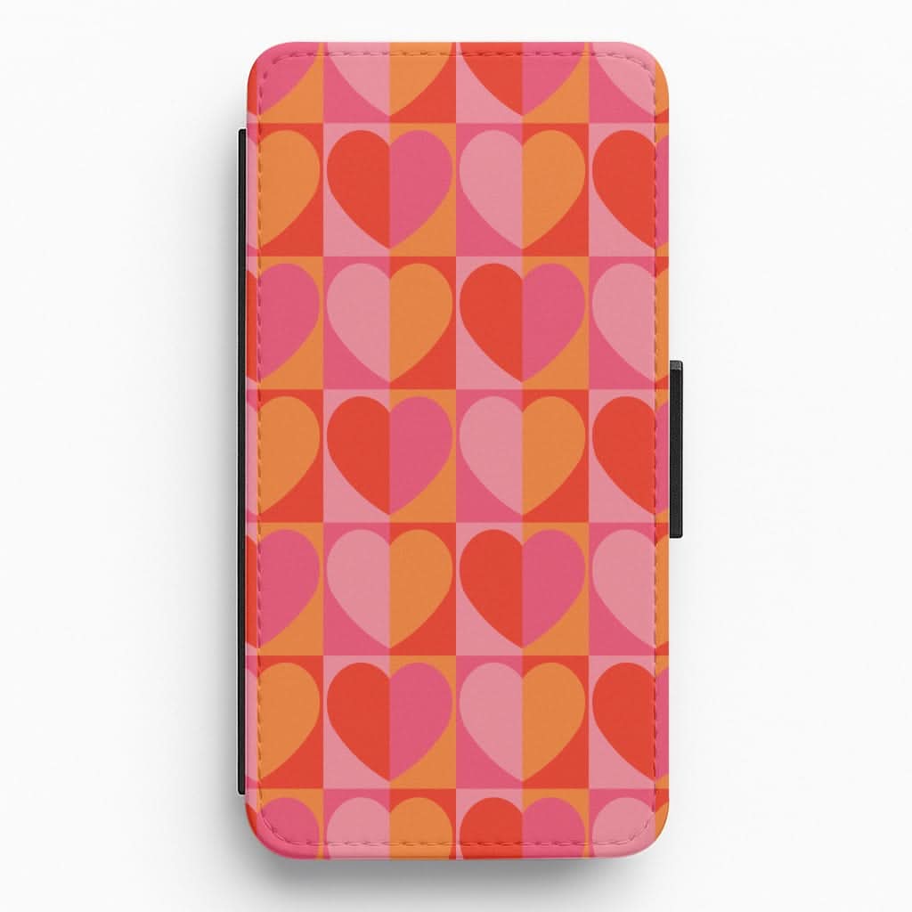 Sunset Hearts Pattern Flip / Wallet Phone Case