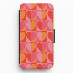 Sunset Hearts Pattern Flip / Wallet Phone Case