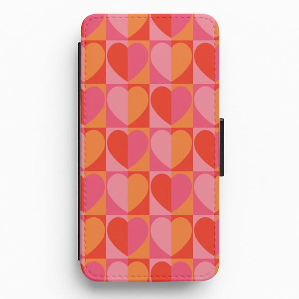 Sunset Hearts Pattern Flip / Wallet Phone Case
