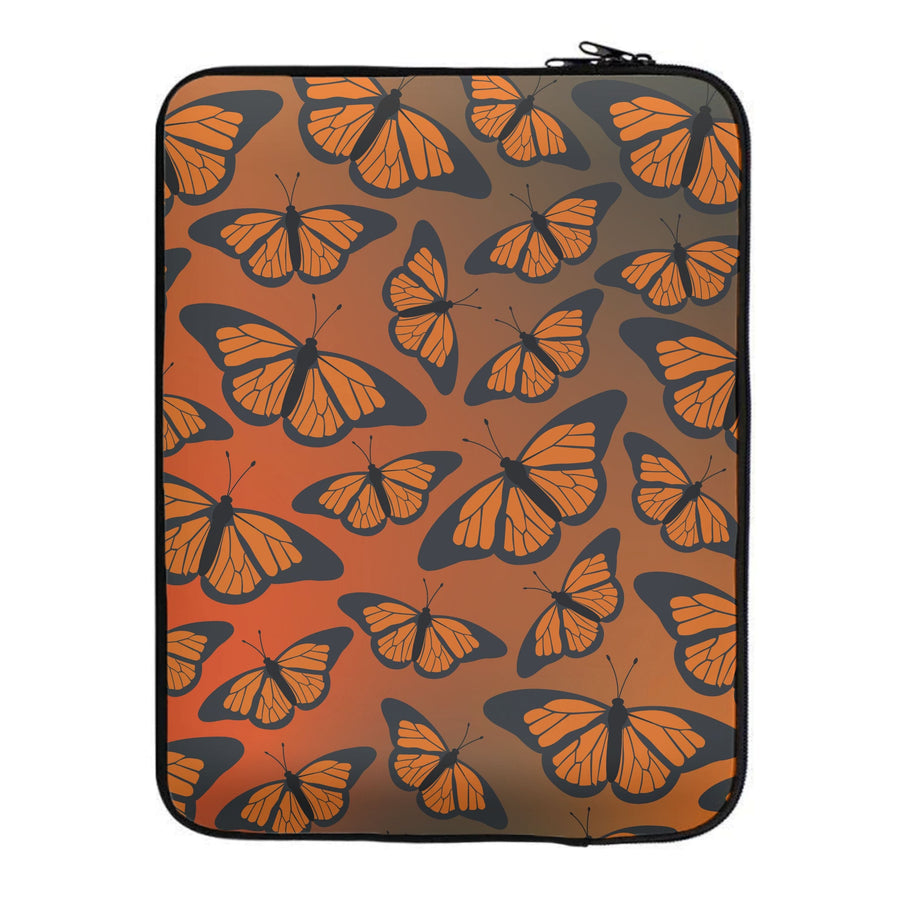 Orange Gradient Butterfly - Butterfly Patterns Laptop Sleeve