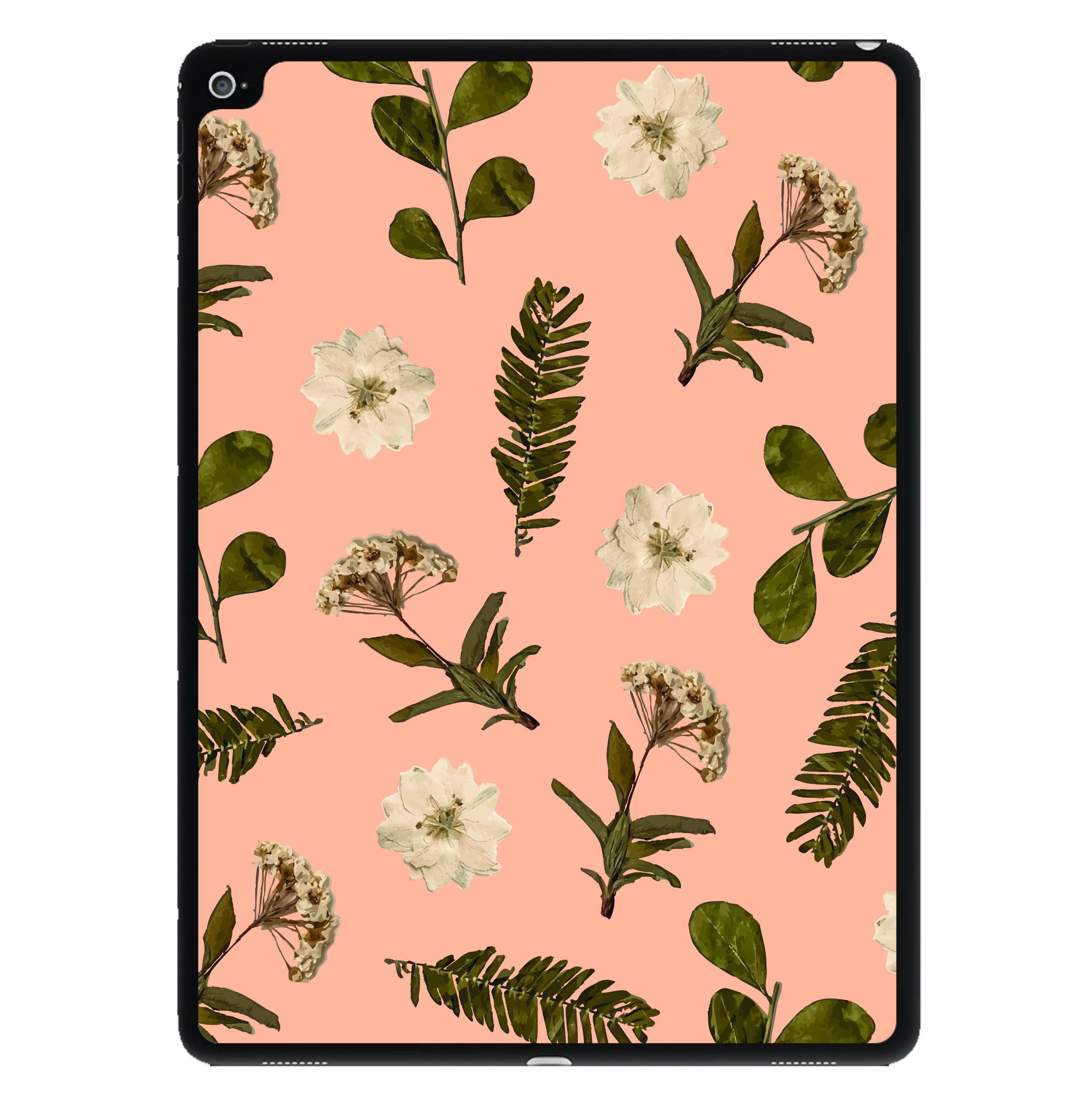 Leaves And Pressed Flowers Peach Pattern  iPad Case