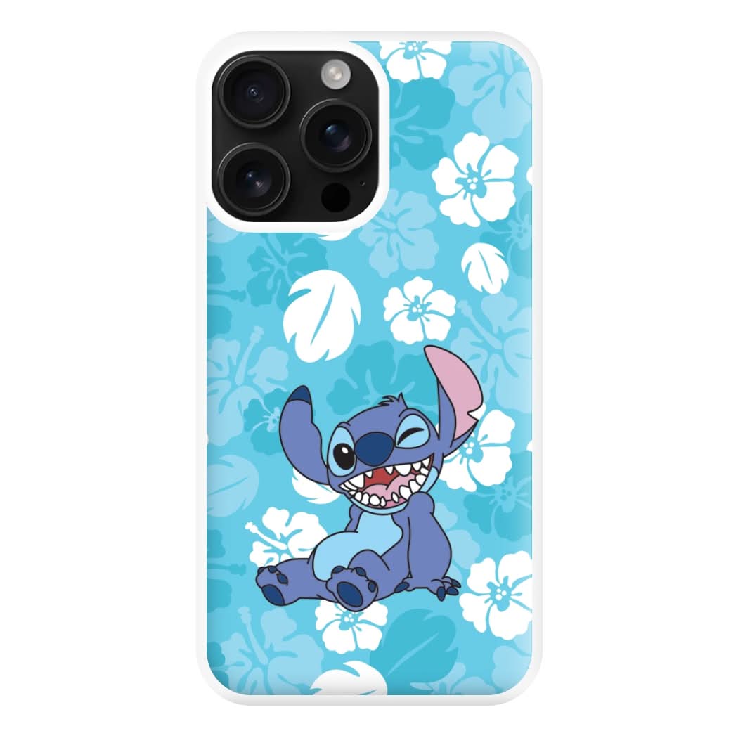 Cute Blue Alien Floral Pattern Phone Case for Apple iPhone, Samsung Galaxy, Huawei and Google Pixel