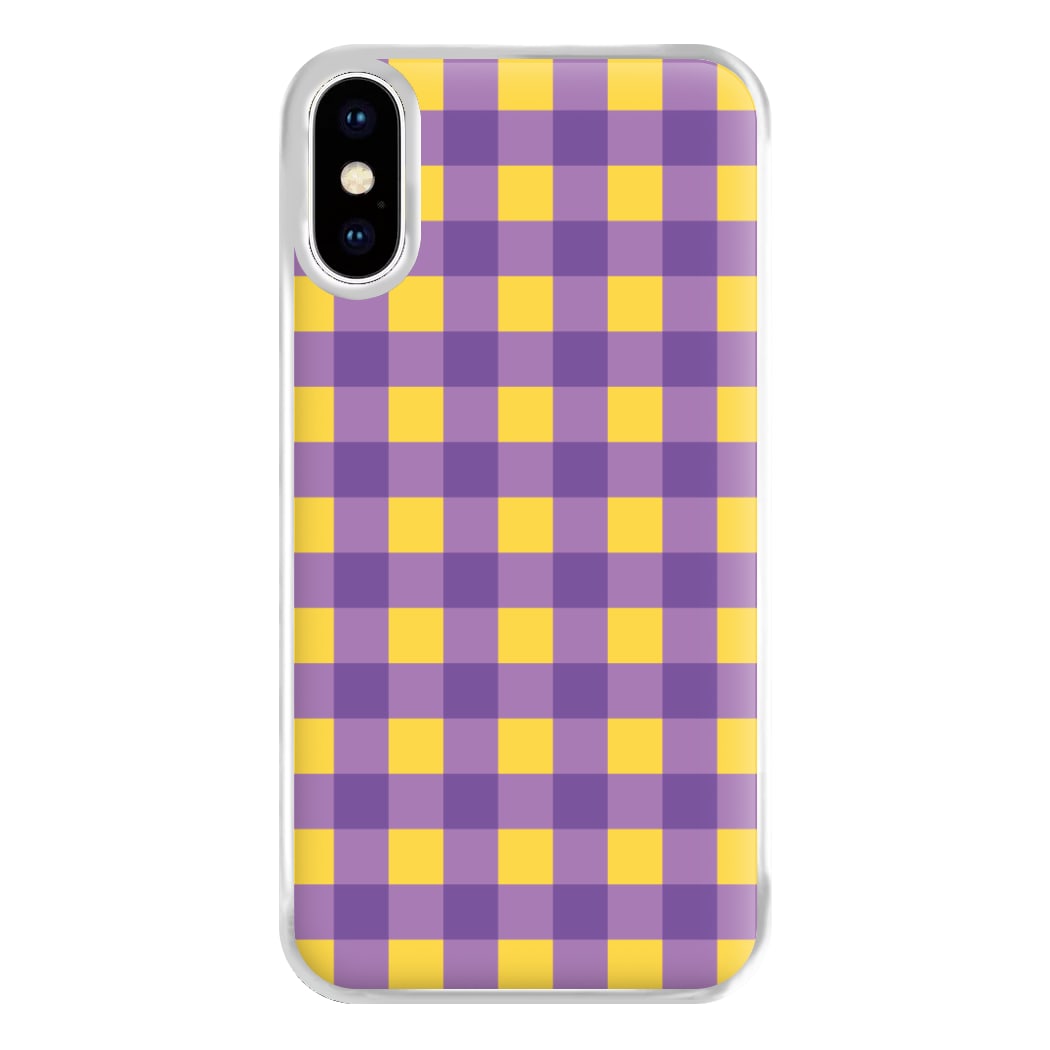 Purple And Yellow Checkered Pattern iPhone XS Max Case