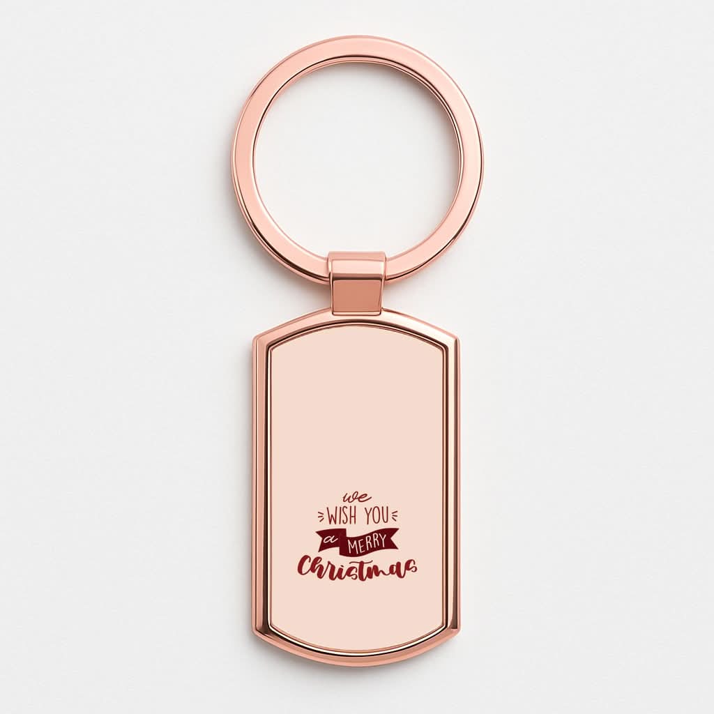 We Wish You A Merry Christmas Quote Rose Gold Keyring