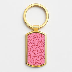 Quote Love Hearts Pattern Gold Keyring