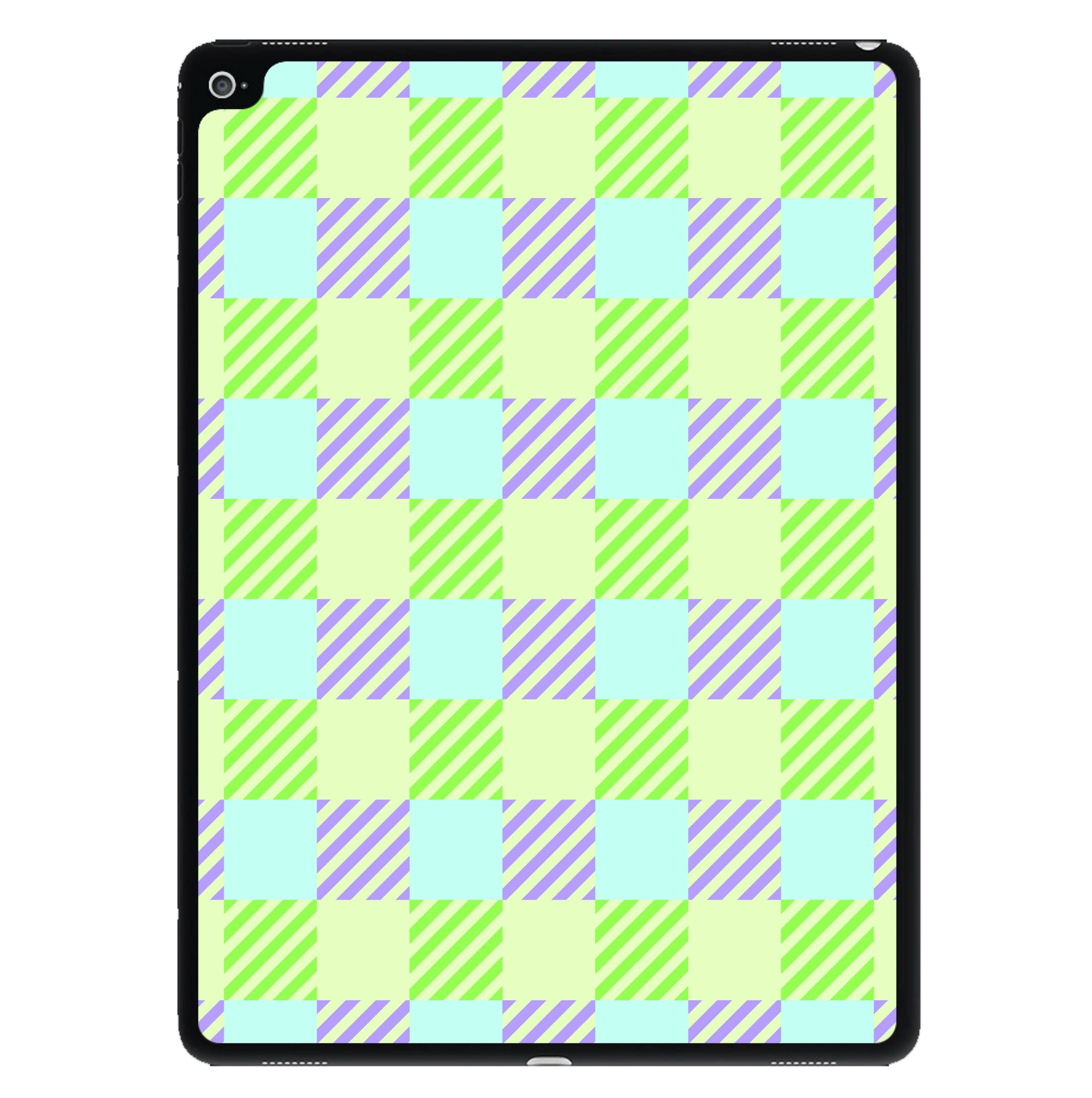 Green And Purple Checkered iPad Case