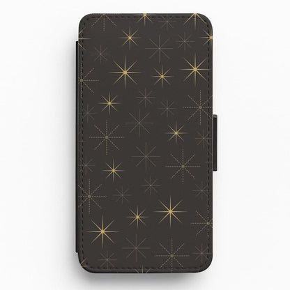 Christmas Gold Stars Pattern Flip / Wallet Phone Case