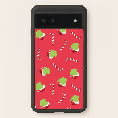 Green Creature And Candy Canes Pattern Google Pixel 6a Case