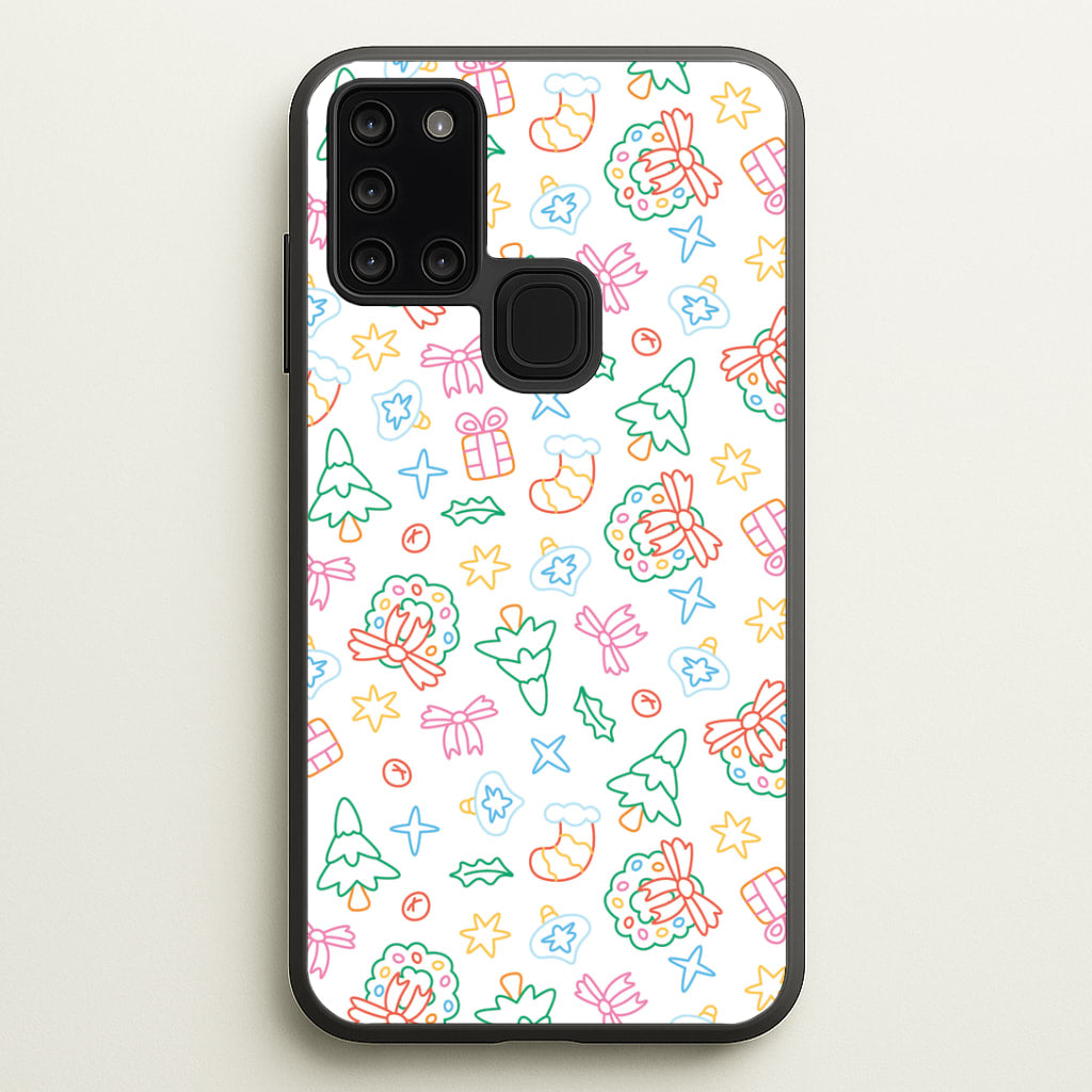 Neon Christmas Icons Pattern II Galaxy A21s Case