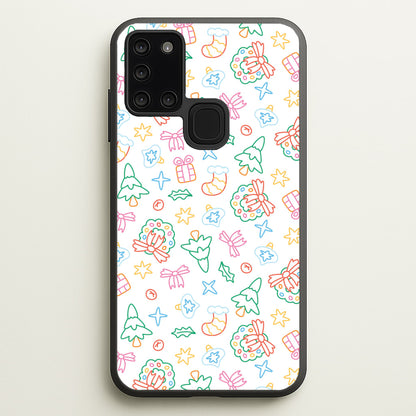 Neon Christmas Icons Pattern II Galaxy A21s Case