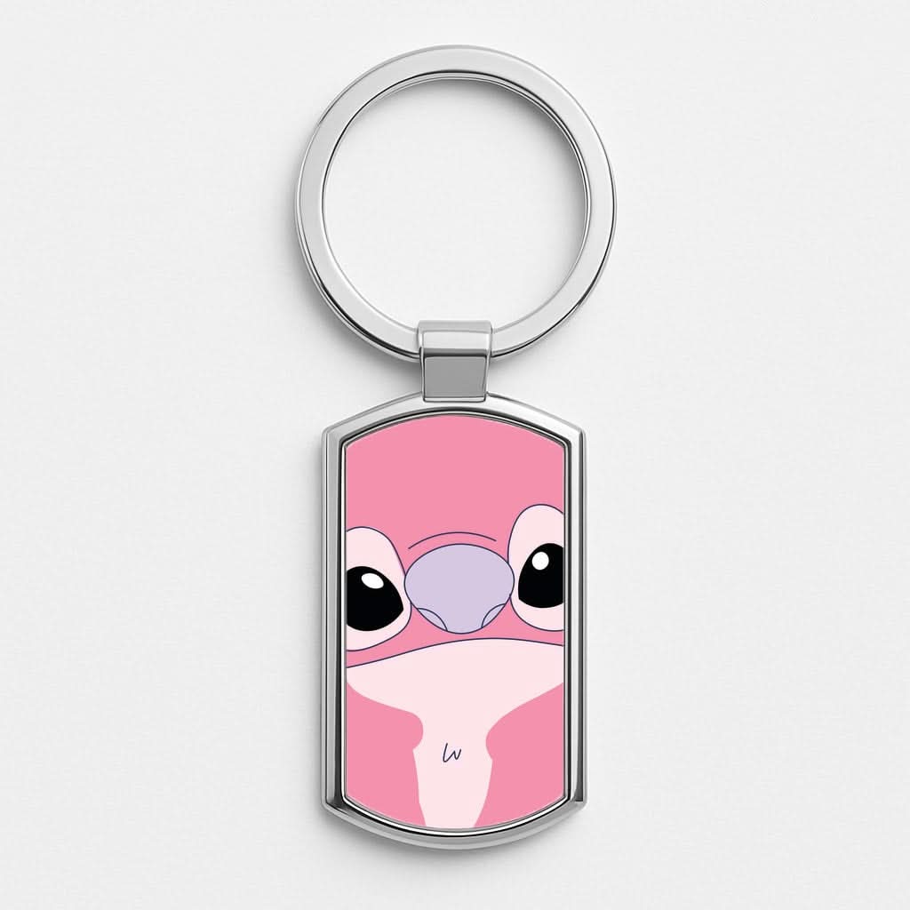 Cute Pink Alien Face Luxury Keyring