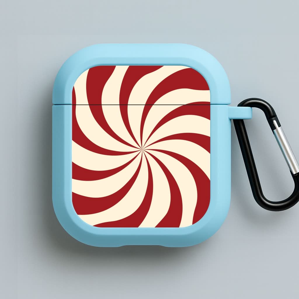 Peppermint Swirl Pattern Blue AirPods Case