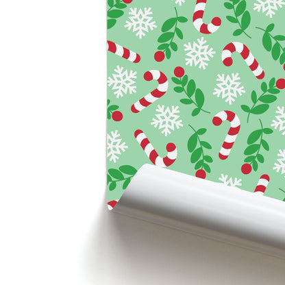 Snow Green Pattern Poster