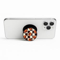 Pumpkin Stickers Checkered Pattern Phone Stand