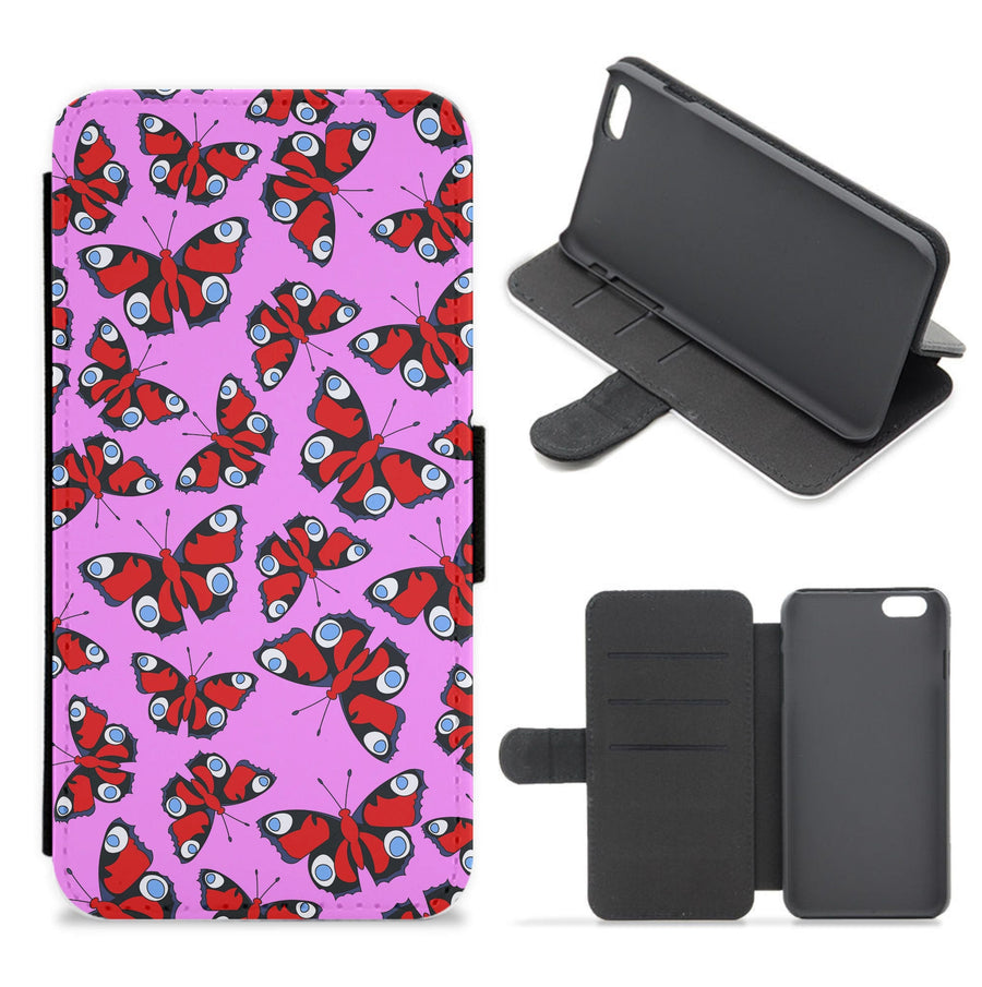 Red Butterfly - Butterfly Patterns Flip / Wallet Phone Case