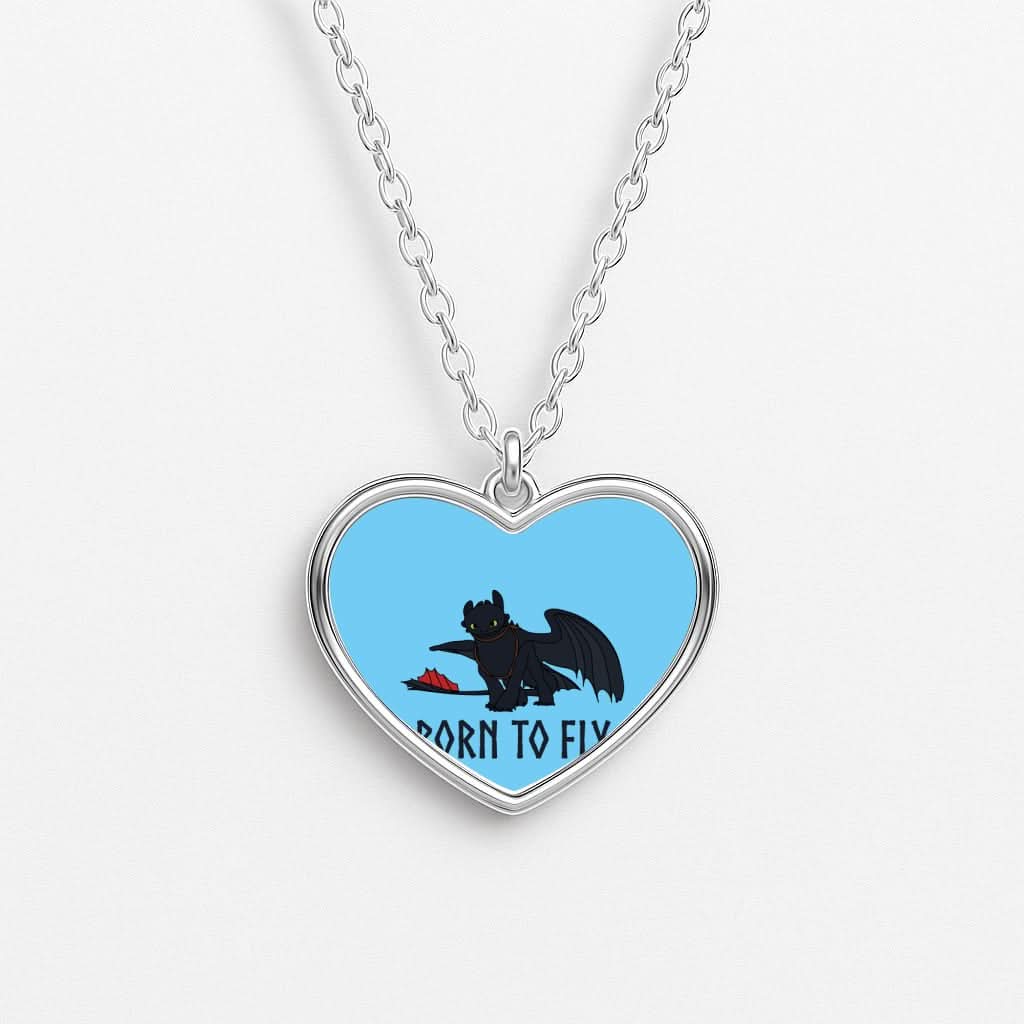 Dragon Born To Fly Heart Necklace
