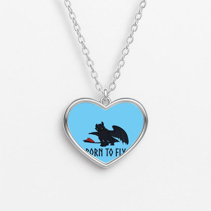 Dragon Born To Fly Heart Necklace
