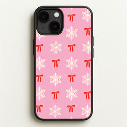 Coquette Bows And Snowflakes Pattern iPhone 13 Case