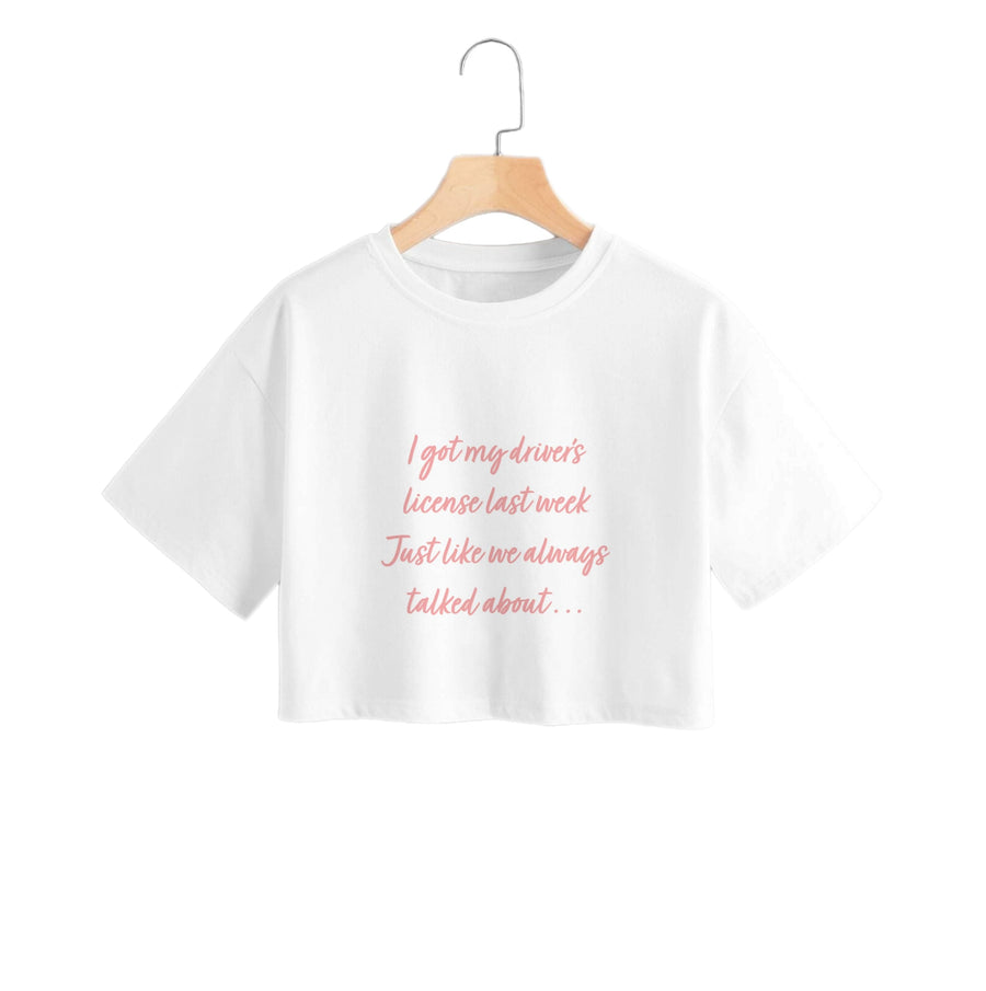 Drivers License Lyrics - Olivia TikTok Crop Top