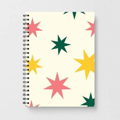 Colourful Christmas Stars Pattern Notebook