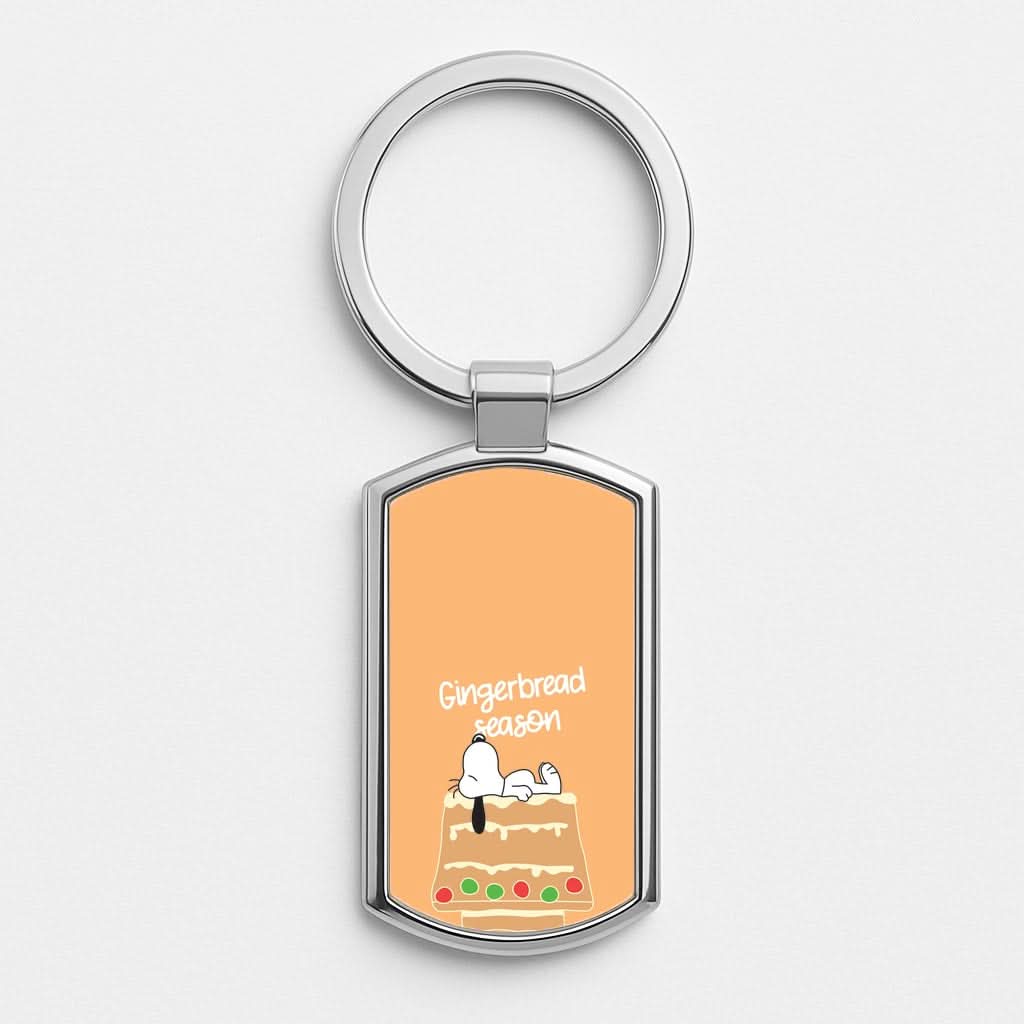 Cartoon Beagle Gingerbread House Luxury Keyring