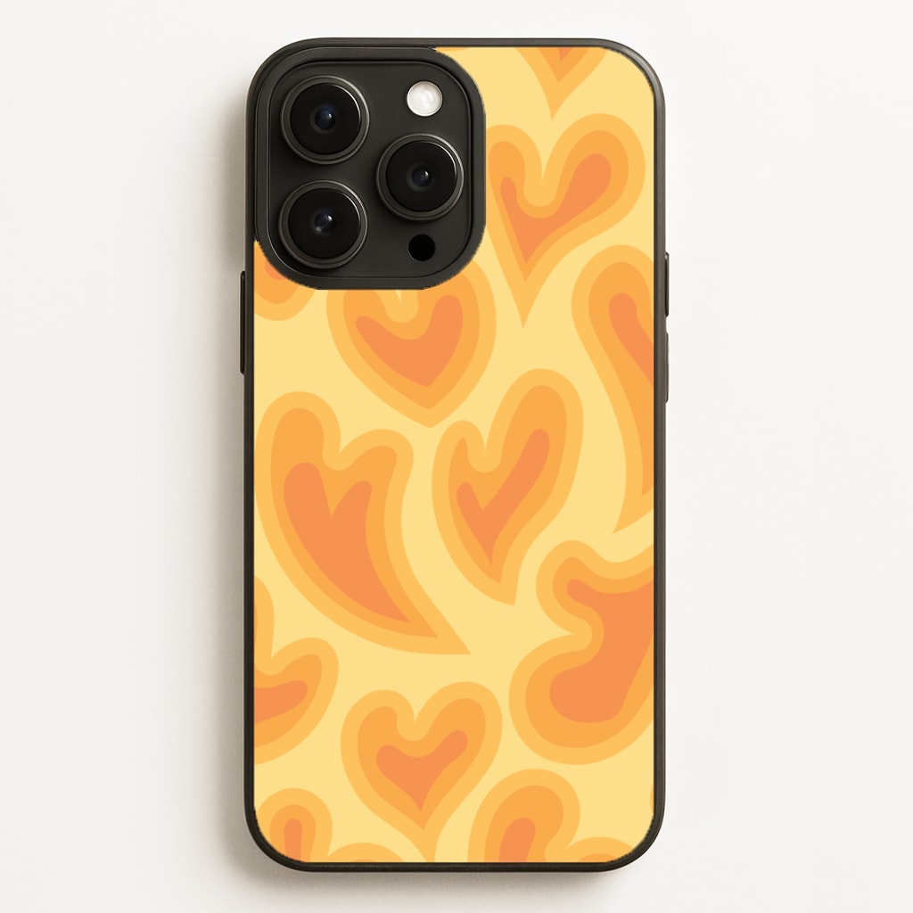 Trippy Summer Hearts Orange Pattern Phone Case for iPhone, Samsung Galaxy and Google Pixel