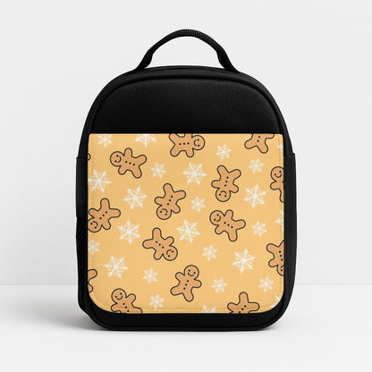 Cute Gingerbread And Snowflakes Pattern Insulated Lunch Bag