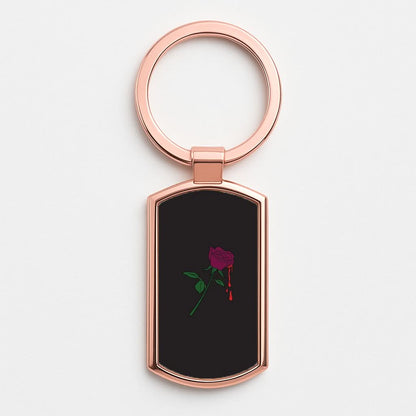 Dark Pink Rose Rose Gold Keyring