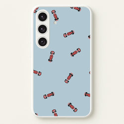 Race Cars Pattern Blue Galaxy S25 Plus Case