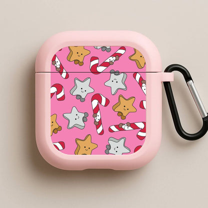 Pink Christmas Plushies Pattern Pink AirPods Case