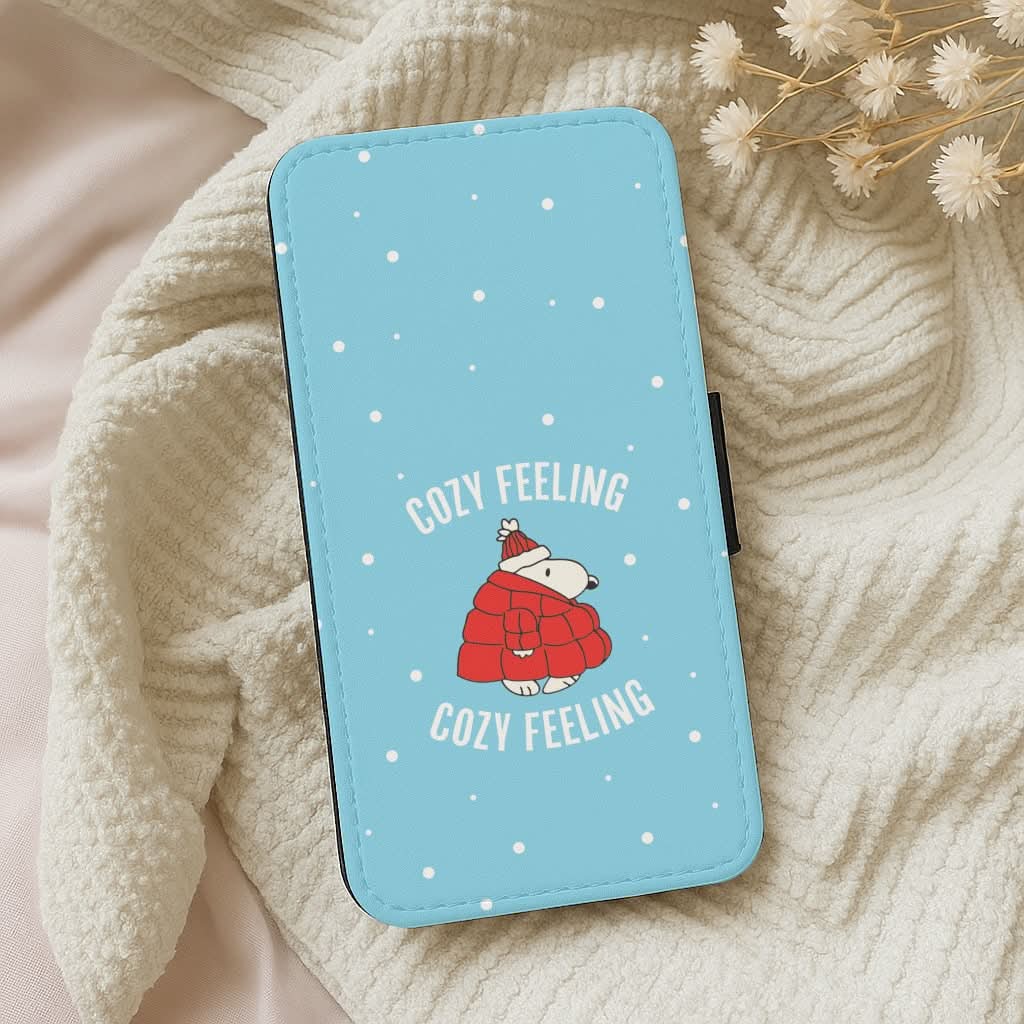 Cozy Feeling Cartoon Beagle Puffer Jacket Leather Phone Case