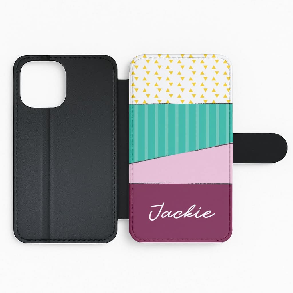 Geometric Patterns Personalised Name Flip Phone Case