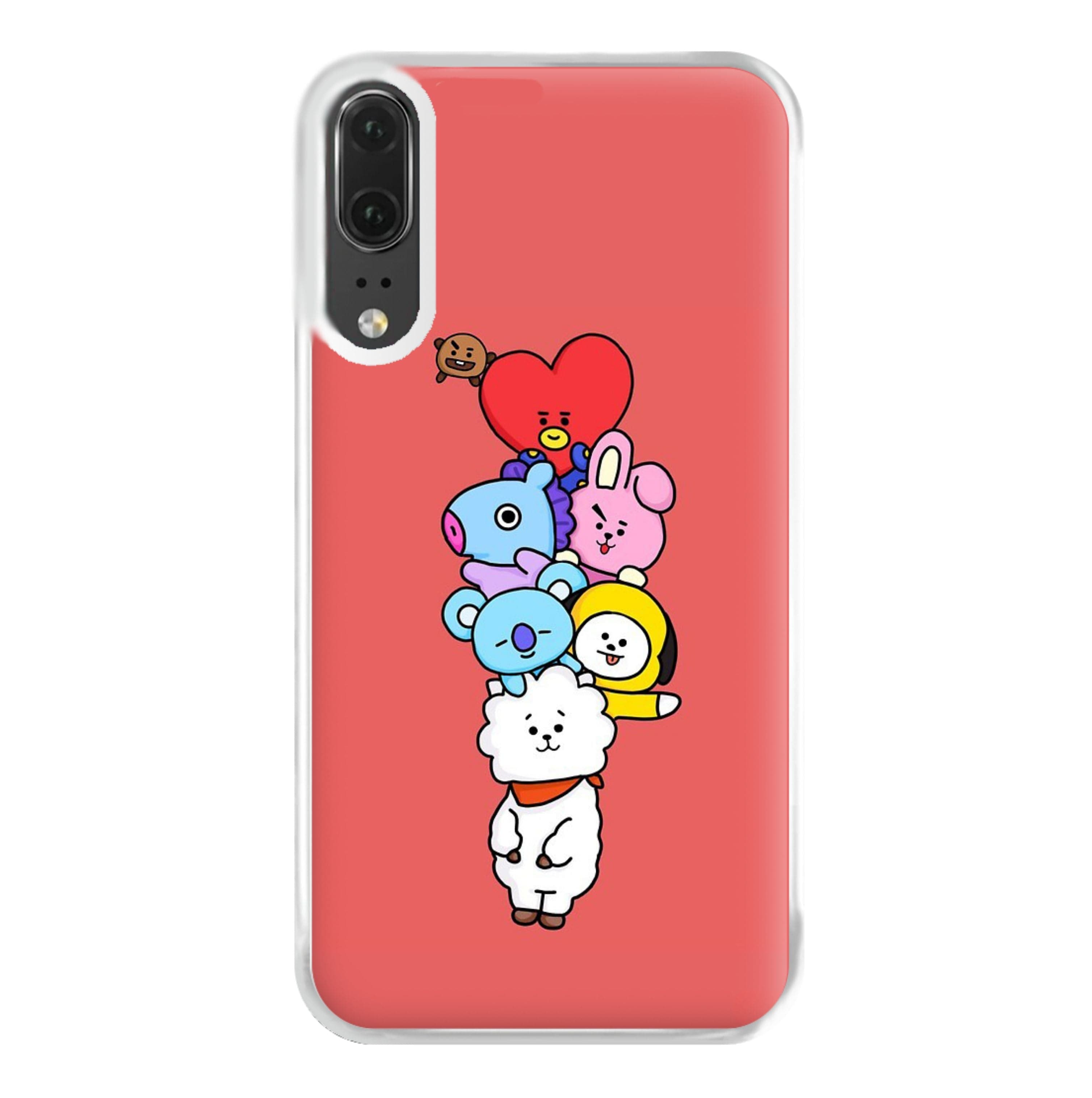 Red BT21 - RJ, Mang, Koya, Chimmy, Cooky, Shooky, Tata - K Pop Phone Case