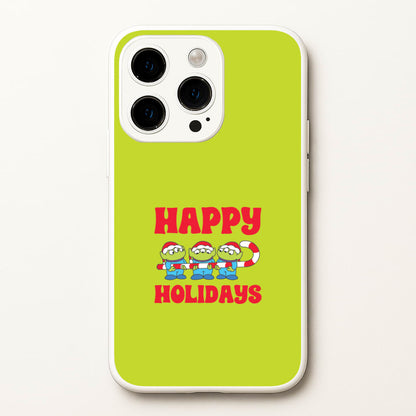 Happy Holidays Cute Green Aliens iPhone 15 Pro Case
