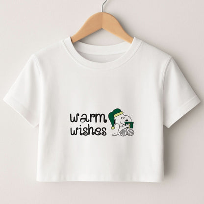 Cartoon Beagle Warm Wishes Crop Top