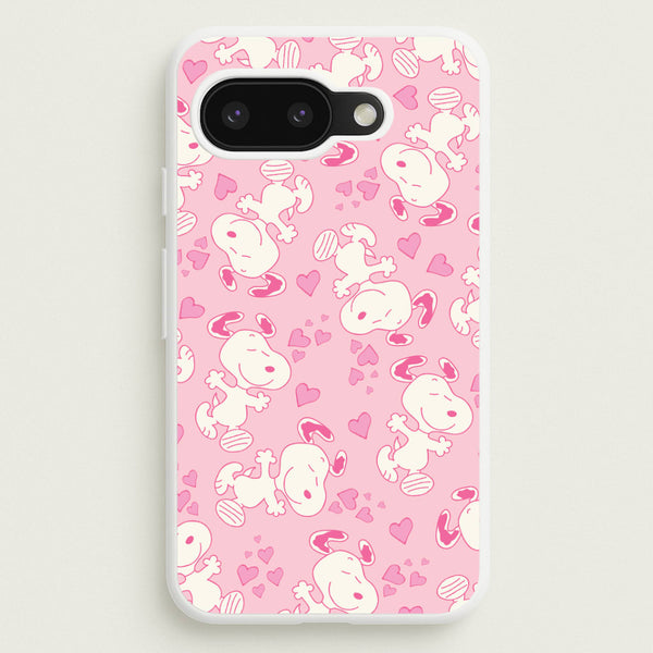 Cartoon Beagle Valentine Hearts Pattern Google Pixel 9a Case