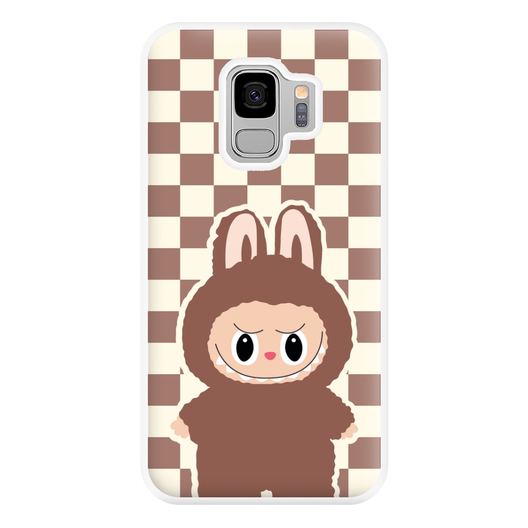 Checkered Cute Brown Monster  Galaxy S9 Case
