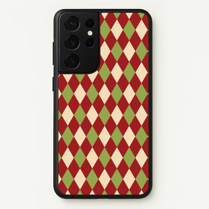 Red And Green Argyle Christmas Pattern Galaxy S21 Ultra Case