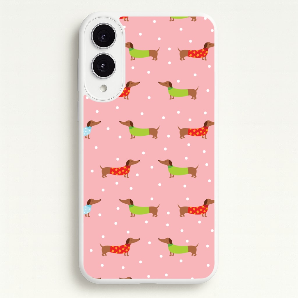 Christmas Jumpers Dachshund Pattern Galaxy S25 Edge Case