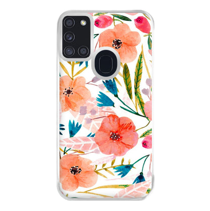 Peach Watercolour Floral Pattern Phone Case