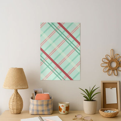 Pastel Tartan Christmas Pattern Art Print