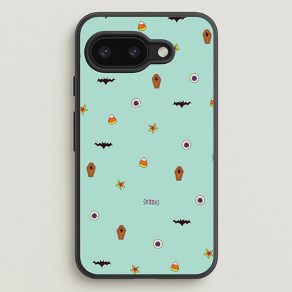 Minature Halloween Cartoons Pattern Google Pixel 9a Case
