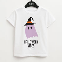 Purple Ghost Halloween Vibes Kids T-Shirt