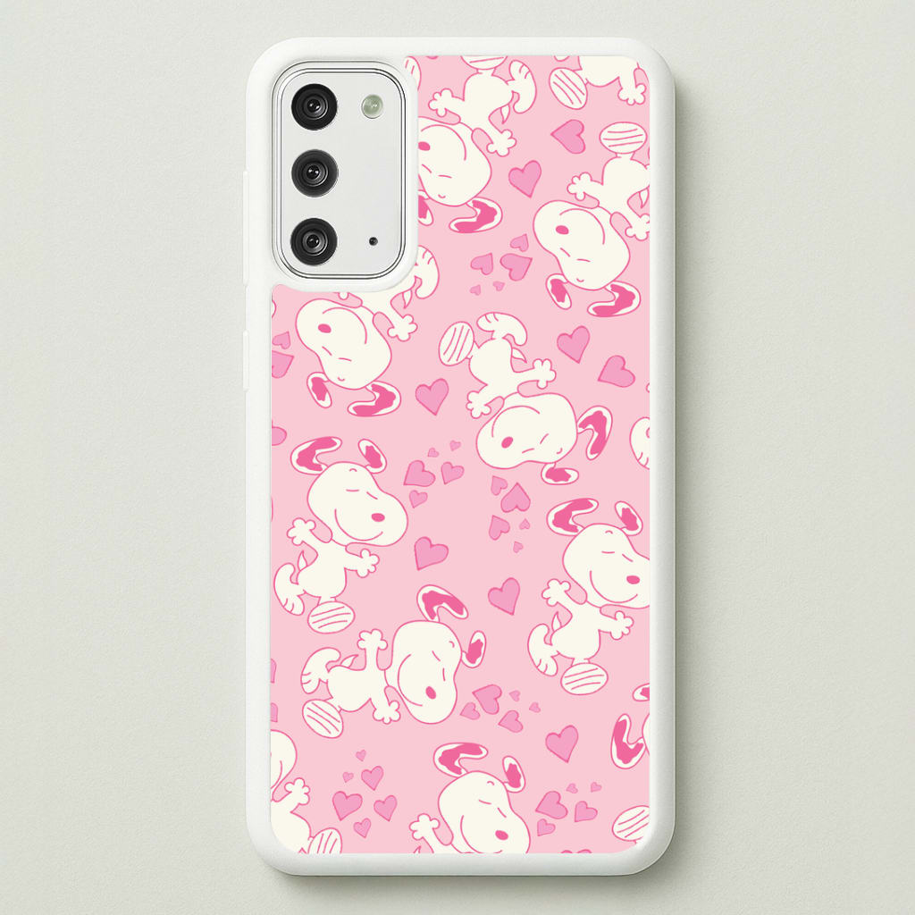 Cartoon Beagle Valentine Hearts Pattern Galaxy Note 20 Case