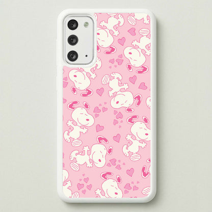 Cartoon Beagle Valentine Hearts Pattern Galaxy Note 20 Case