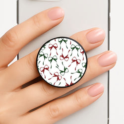 Red And Green Coquette Christmas Bows Pattern Phone Grip