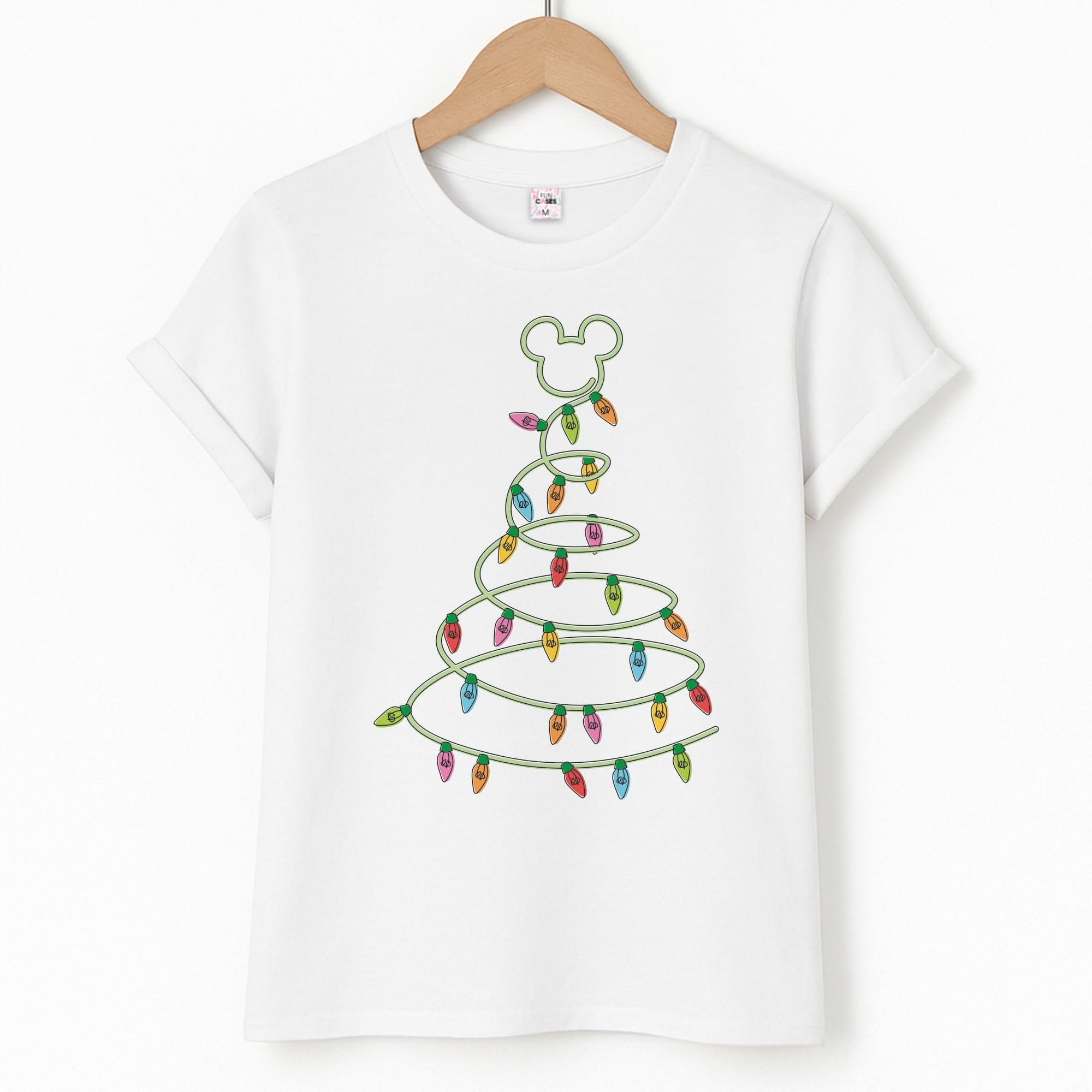 Cartoon Mouse Christmas Tree Lights T-Shirt